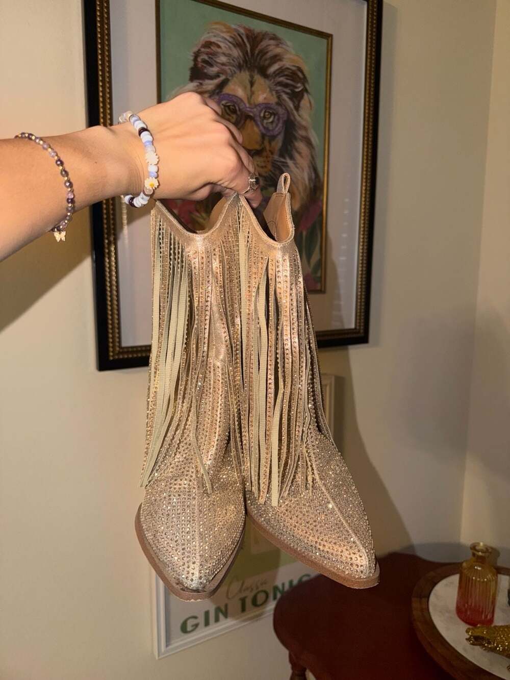 Jessica Simpson Paredisa Rhinestone Fringe Cowboy Booties - Picture 7 of 12